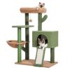 Cactus Cat Tree Cat Tower with Sisal Covered Scratching Post and Cozy Condo Cat Climbing Stand with Plush Perch &Soft Hammock for Indoor Cats