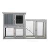 Wooden Rabbit Hutch with 1 Removable Tray and 3 Lockable Doors for Indoor and Outdoor Use, Gray+White XH