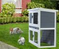 Two-layer solid wooden with easy clear tray for bunny rabbits Wooden Pet House Rabbit Bunny Wood Hutch House Dog House Cages Rabbit