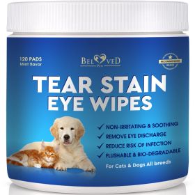 Cat, Dog Eye Wash Wipes Tear Stain Remover Cleaner Eye Infection Treatment Helps Prevent Pink Eye Relief Allergies Symptoms Runny Dry Eyes