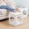 Multifunction Stackable Play Stool,Wood Stool,Pet Play Stool,Hollow Ottoman,White Finish