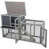 Wooden Rabbit Hutch with 1 Removable Tray and 3 Lockable Doors for Indoor and Outdoor Use, Gray+White XH