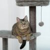 Wooden Cat Tree 4 Levels Platform for Large Cats Featuring with Fully Scratching Posts; Hammock; Padded Perch
