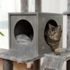 Wooden Cat Tree 4 Levels Platform for Large Cats Featuring with Fully Scratching Posts; Hammock; Padded Perch