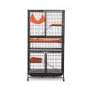 4-Story Pet Cage, with Ladder, Lockable Wheels and Removable Tray, Black and Orange