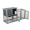 Wooden Rabbit Hutch with 1 Removable Tray and 3 Lockable Doors for Indoor and Outdoor Use, Gray+White XH