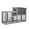 Wooden Rabbit Hutch with 1 Removable Tray and 3 Lockable Doors for Indoor and Outdoor Use, Gray+White XH
