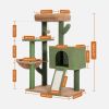 Cactus Cat Tree Cat Tower with Sisal Covered Scratching Post and Cozy Condo Cat Climbing Stand with Plush Perch &Soft Hammock for Indoor Cats