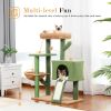 Cactus Cat Tree Cat Tower with Sisal Covered Scratching Post and Cozy Condo Cat Climbing Stand with Plush Perch &Soft Hammock for Indoor Cats