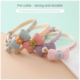 cat Collar Lattice Collar Korean Cartoon Pet Collar Bowknot Patch Cat Collar (Color: Purple, size: 1*30cm)