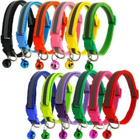 Small Pet Color Buckle Reflective Collars 1.0 Patch Bells Dog Collar Safety Adjustable For Cats Puppy Night Outdoor Supplies (Metal Color: purple, size: 19x32CM)