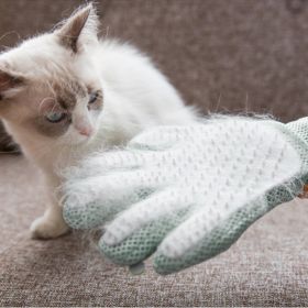 Pet Glove Cat Grooming Glove Cat Hair Deshedding Brush Gloves Cat Floating Hair Pet Hair Removal Brush Dog Bathing Massage Comb Silicone Hair Removal (Color: gray, Type: Left and Right)