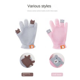 Pet Glove Cat Grooming Glove Cat Hair Deshedding Brush Gloves Cat Floating Hair Pet Hair Removal Brush Dog Bathing Massage Comb Silicone Hair Removal (Color: gray, Type: Right)