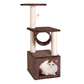 Sisal Rope Plush Cat Climbing Tower (Color: gray)