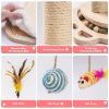 Cat Toy with Feather Stick Cat Scratching Post with Mat