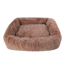 Soft Plush Orthopedic Pet Bed Slepping Mat Cushion for Small cat to Large Dog (Color: Brown, size: M ( 26 x 22 x 7 in ))
